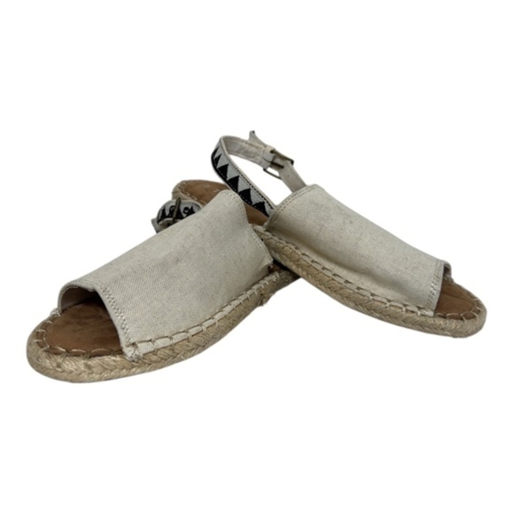 TOMS Clara Sandals Womens Size 9 Beige Canvas Slingback Espadrilles Summer